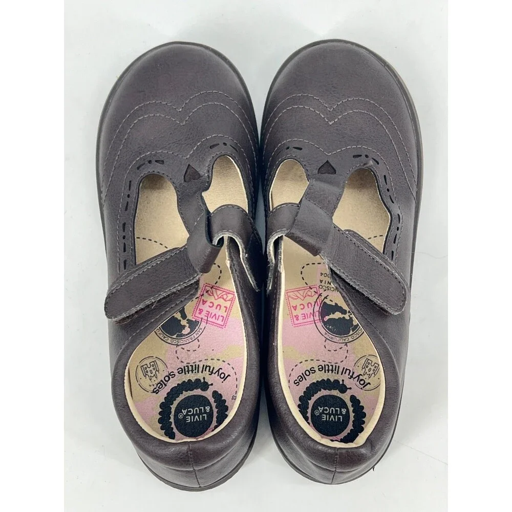 Livie & Luca AMICA T-Strap Mary Jane Brown Size 1Y EcoBreathe